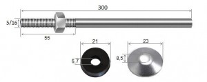 Haste Telha + Porca + Arruelas 5/16 x 300 R55 Alumnio- 10 peas